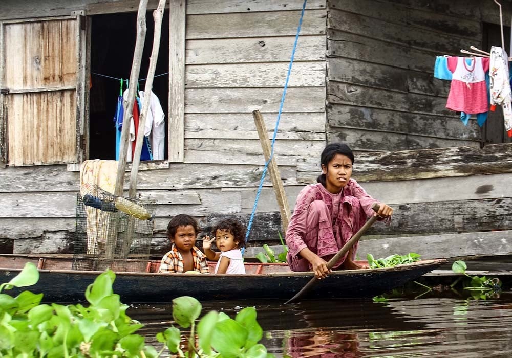 Young family on the Mahakam River