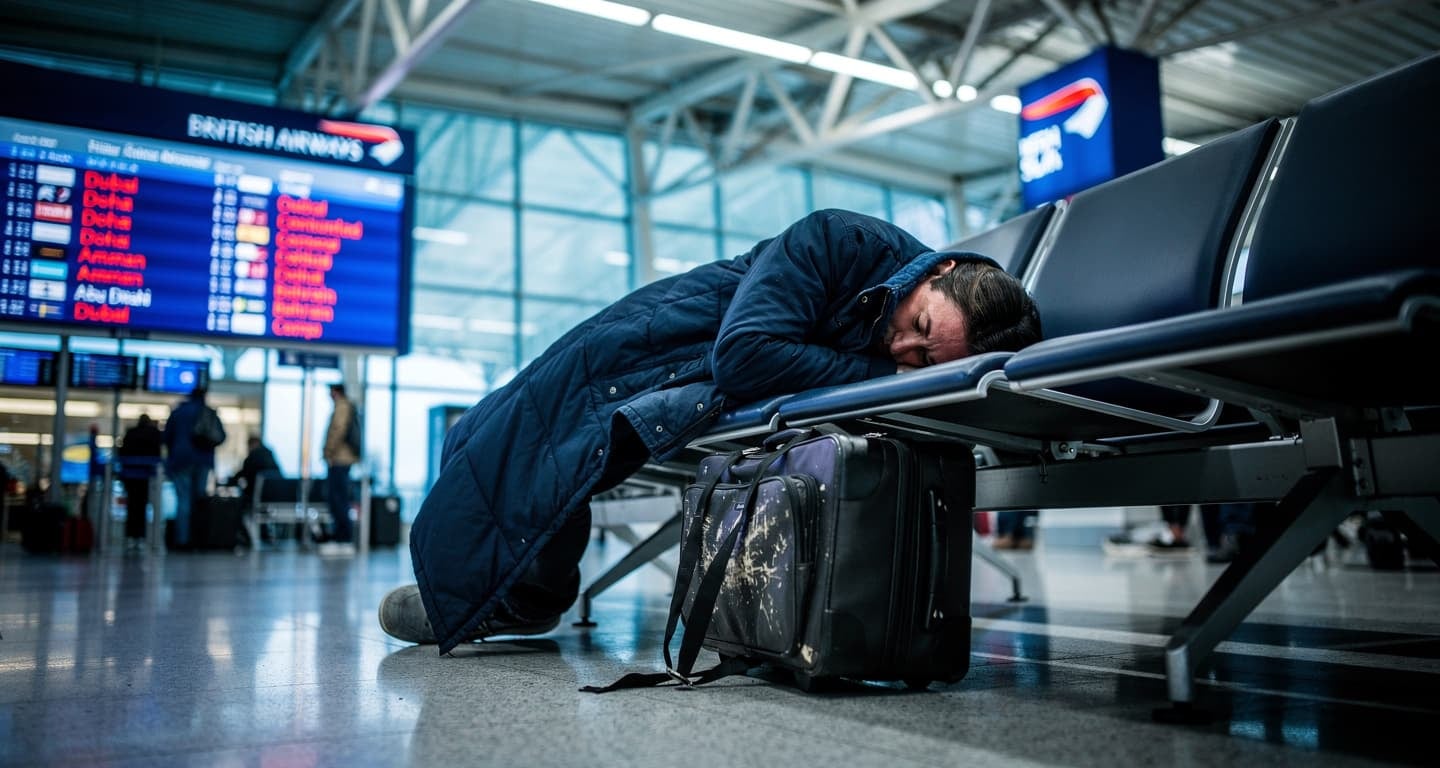 British Airways cancels all Middle East flights until October, stranding 860,000 UK passengers.