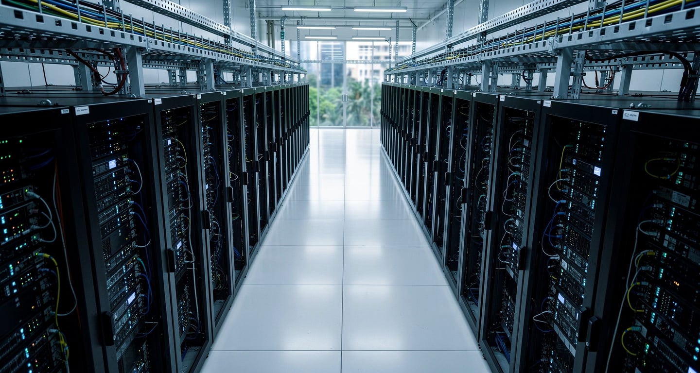 Data center server racks with modular power distribution units, Singapore facility