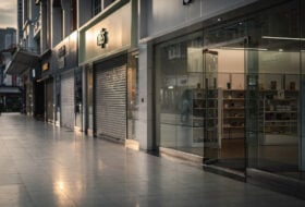Empty storefronts and quiet shopping aisles on Orchard Road, Singapore