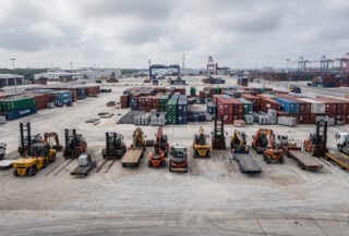 Heavy equipment staging area at data centre construction site, Western Sydney