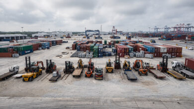 Heavy equipment staging area at data centre construction site, Western Sydney