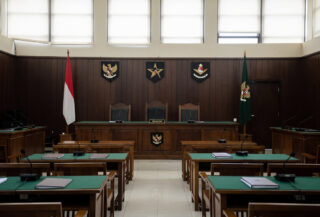 Indonesian military courthouse interior, Jakarta, formal judicial setting