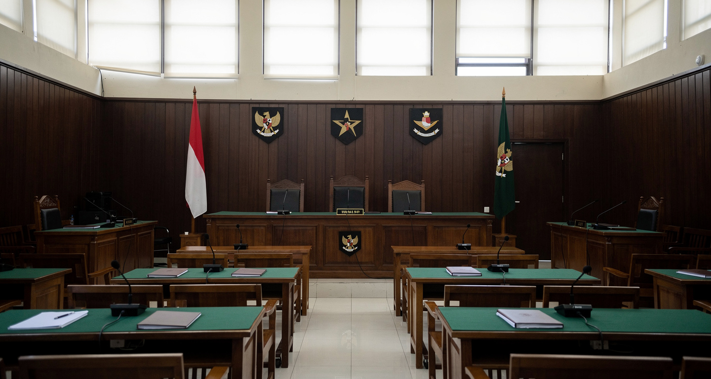 Indonesian military courthouse interior, Jakarta, formal judicial setting