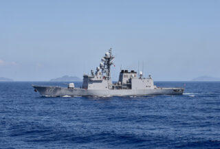 Japanese military vessel in East China Sea waters, regional maritime security presence