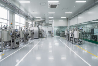 Modern biotech manufacturing facility interior, Seoul, South Korea, clean-room equipment