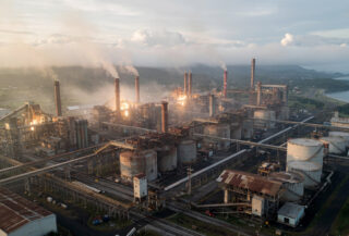 Nickel smelter industrial park, Morowali, Sulawesi, Indonesia, dawn