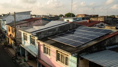 Rooftop solar panels on residential homes in Metro Manila, Philippines