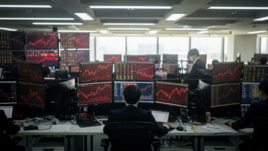 Seoul trading floor, red market screens, KOSPI crash, June 2026