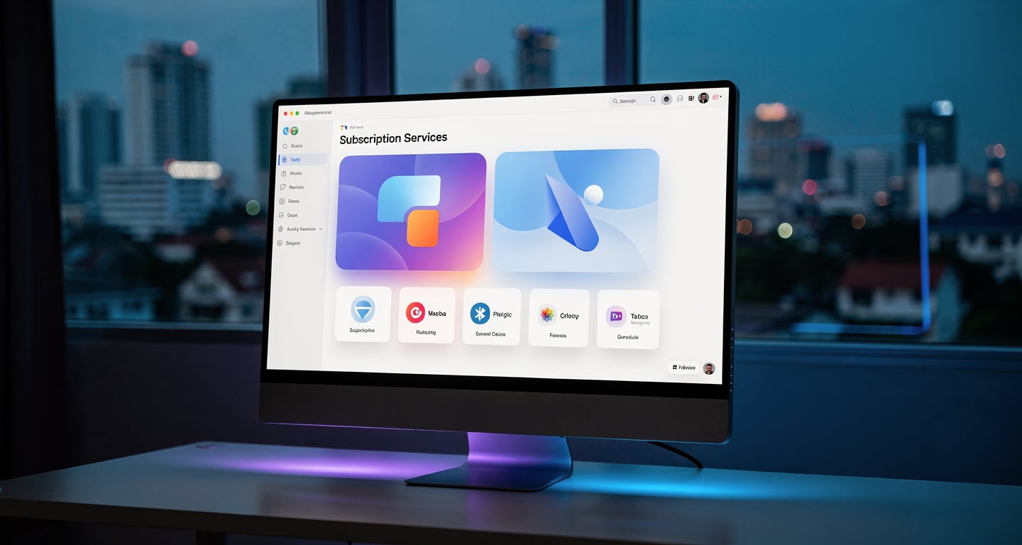 Streaming subscription interface showing merged service consolidation, Southeast Asian tech environment