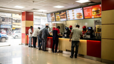 Burger King restaurant interior in Mumbai, India during daytime service