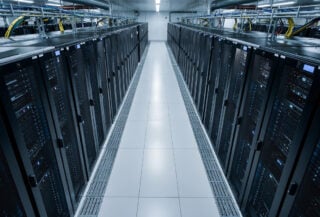 Data center server room with GPU computing hardware, Seoul, South Korea