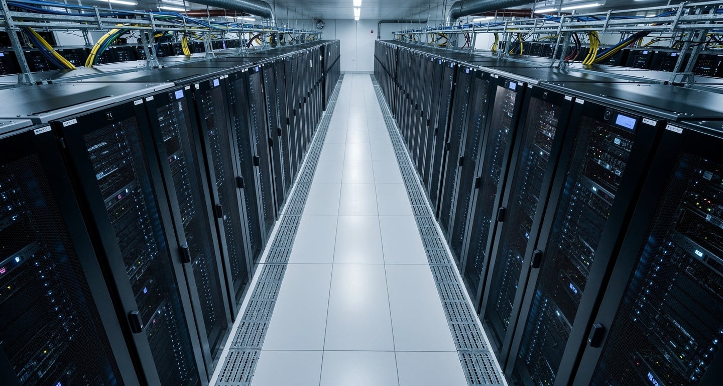 Data center server room with GPU computing hardware, Seoul, South Korea