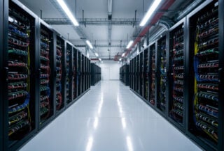 Data centre server facility interior, Johor Malaysia, industrial cooling systems