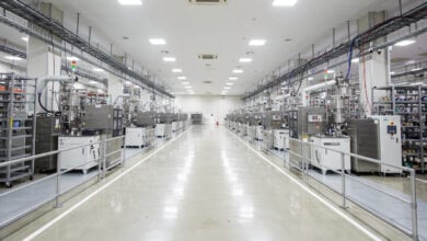 Industrial semiconductor manufacturing facility with storage warehouses, Japan or India