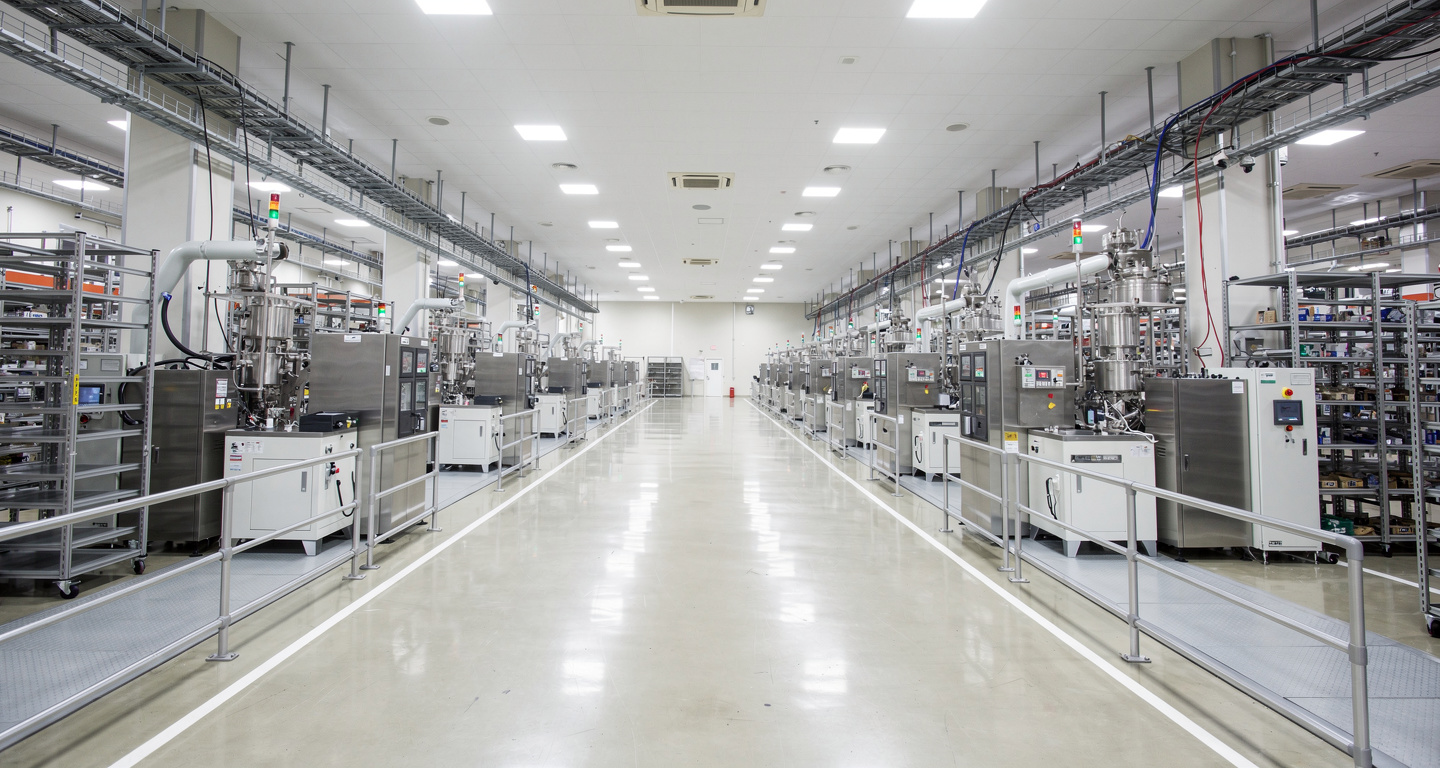 Industrial semiconductor manufacturing facility with storage warehouses, Japan or India