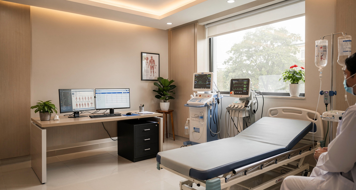 Modern hospital consultation room with medical equipment, Ho Chi Minh City