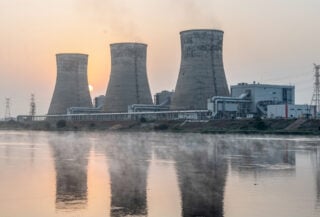 Nuclear power plant cooling towers on Padma River, Bangladesh