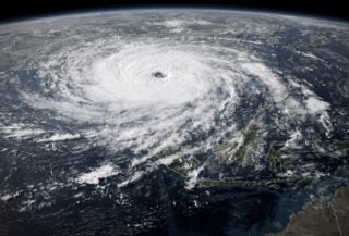 Satellite image of Super Typhoon Bavi over western Pacific approaching Guam