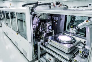 Semiconductor lithography equipment in clean room facility, Seoul, South Korea