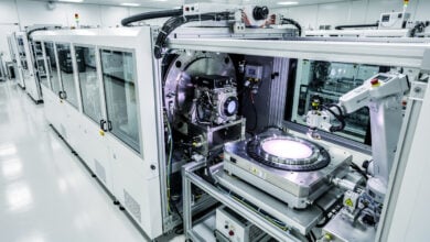 Semiconductor lithography equipment in clean room facility, Seoul, South Korea