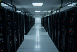 Server room with rows of data center racks, Hanoi, Vietnam
