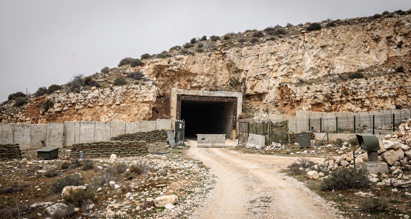 Underground tunnel entrance in limestone hillside, southern Lebanon
