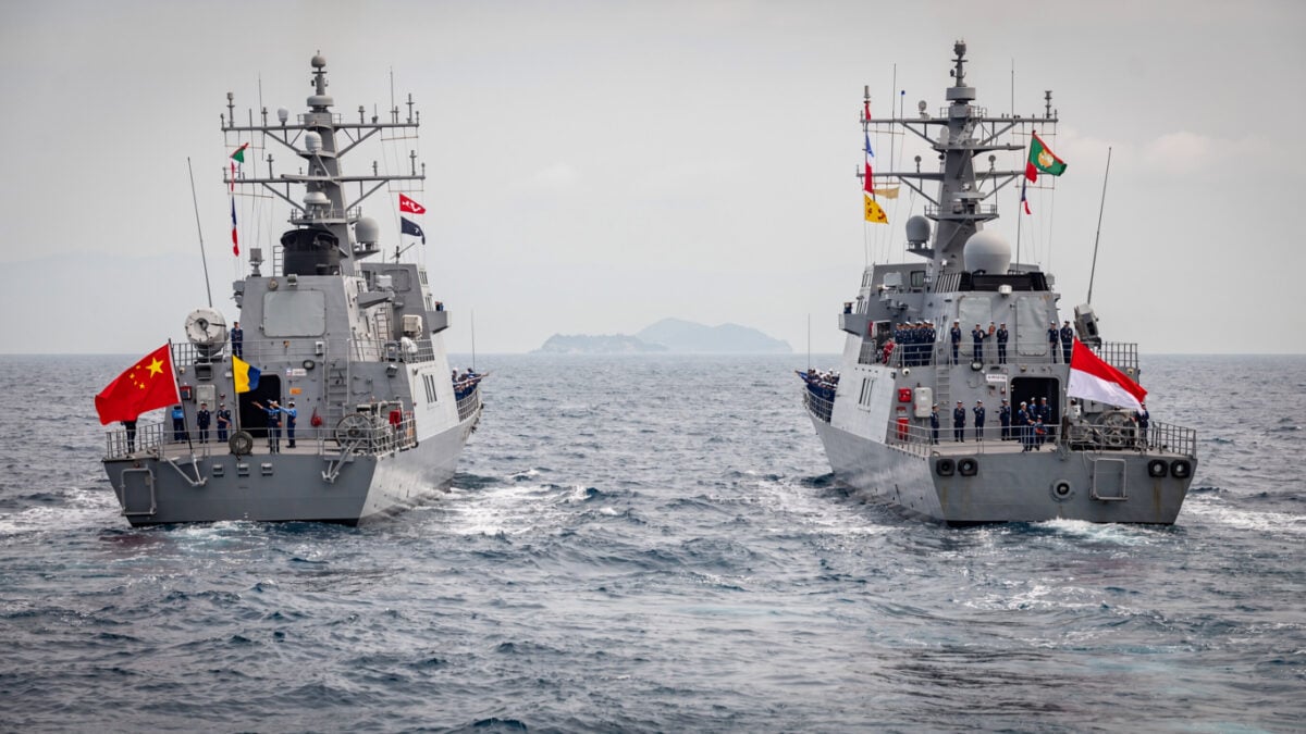 Chinese and Indonesian frigates conducting joint naval drill in contested waters east of Taiwan