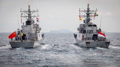 Chinese and Indonesian frigates conducting joint naval drill in contested waters east of Taiwan